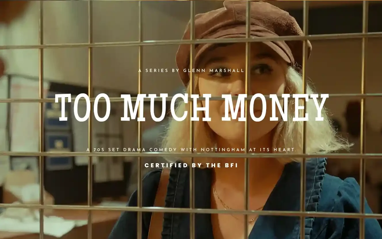 Too Much Money website for Cadger Productions: a 70s drama comedy series set in Nottingham